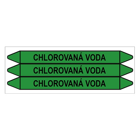 Značení potrubí, chlorovaná voda,3 ks, 355 × 37 mm